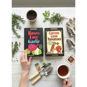 Vintage Companion Gardening Books Roses Love Garlic, Carrots Love Tomatoes 90s